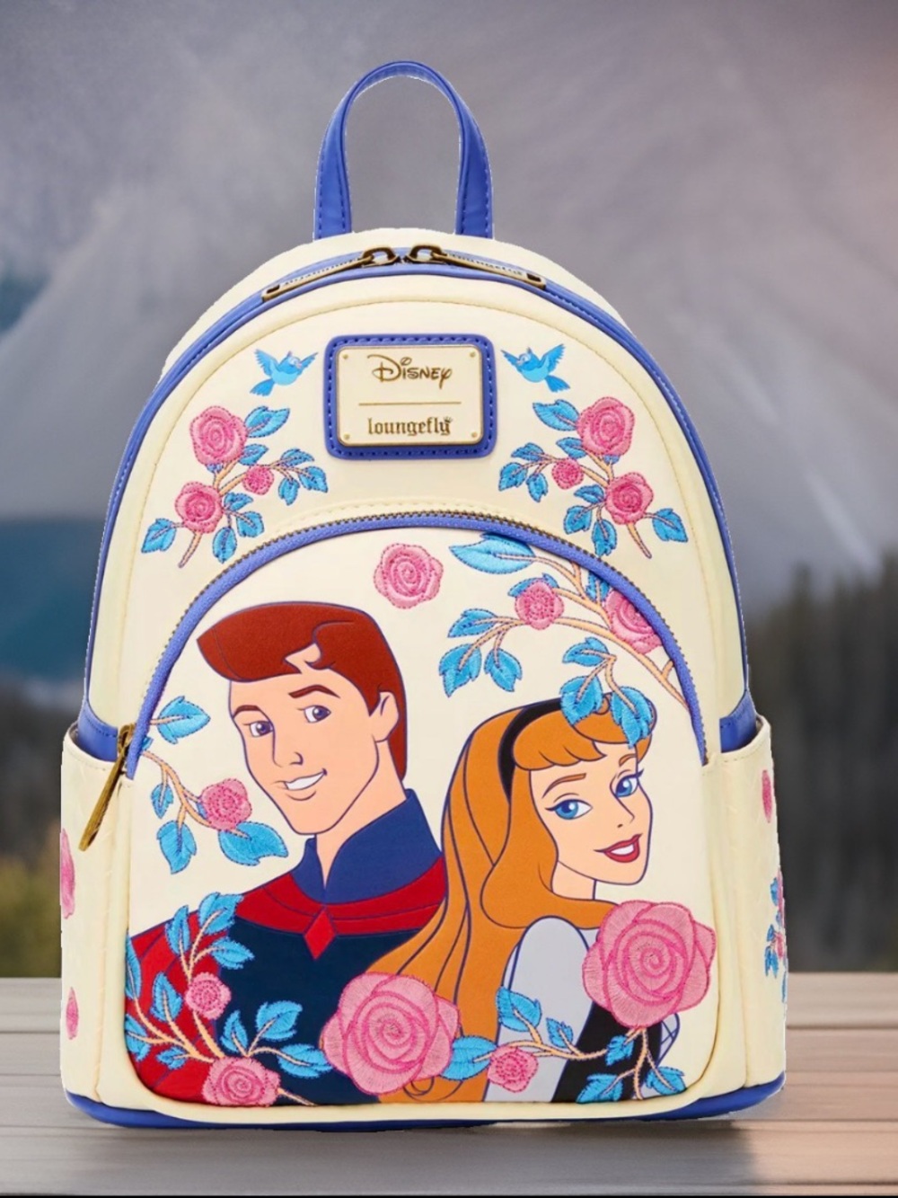 Loungefly Disney Aurora & Prince Mini Backpack - Cream, Blue & Pink